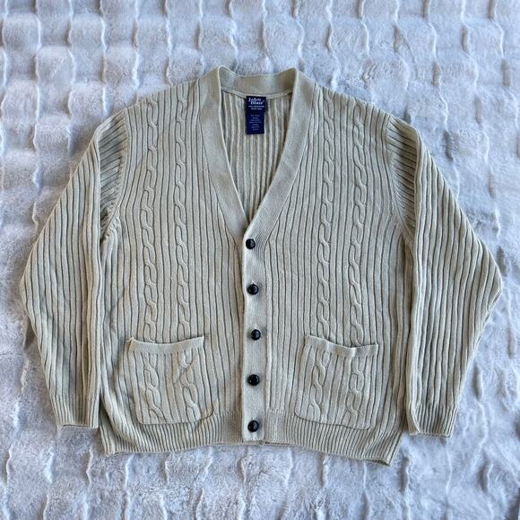 🔥Vintage 90s John Blair Classic Cable Knit Cardigan Sweater Grandpa Grunge Dad - Picture 4 of 16